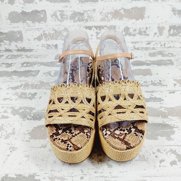 New Jessica Simpson Camilia Snake Print Leather/Textile Platform Sandals X467 - Picture 3 of 13